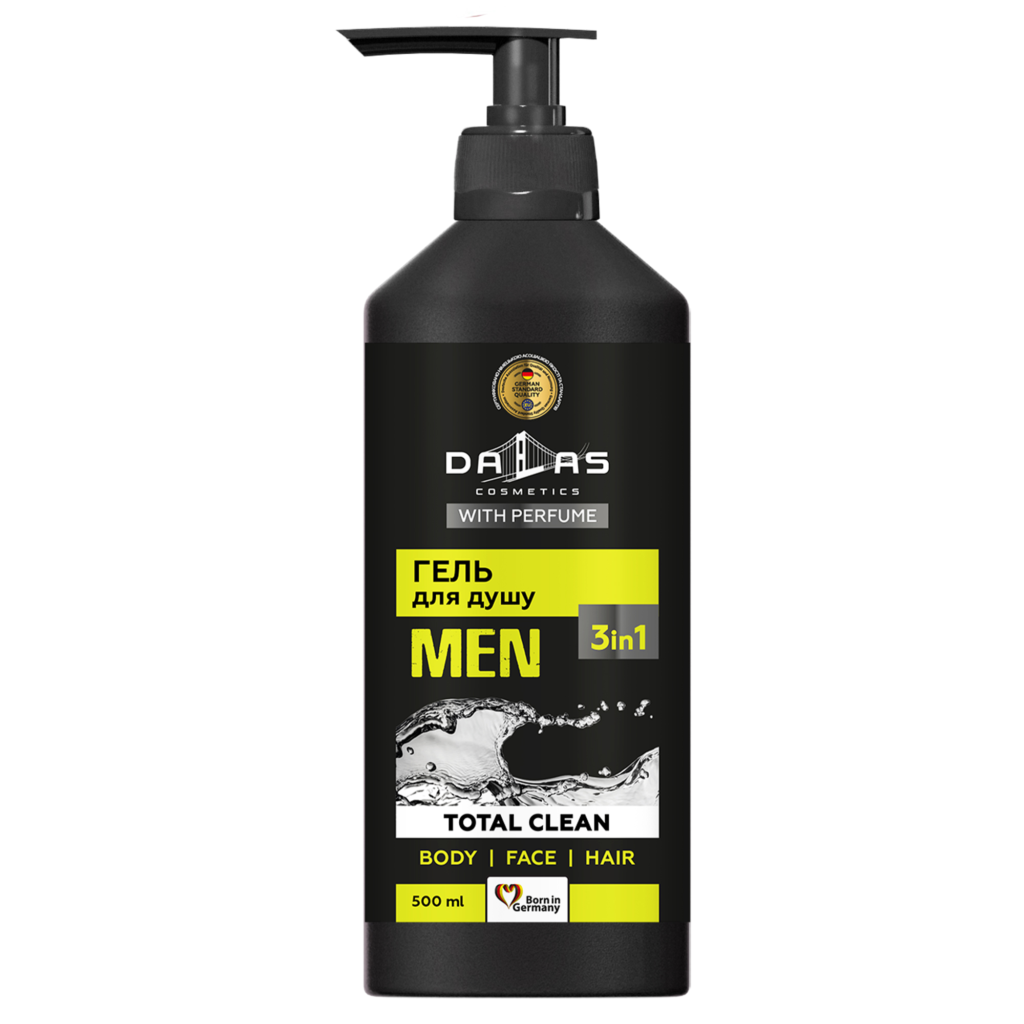 Чоловічий шампунь-гель для душу 3 до 1 Dalas Total Clean, 1000 мл